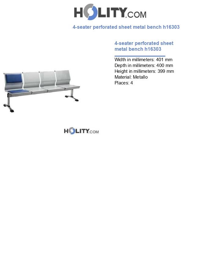 4-seater perforated sheet metal bench h16303