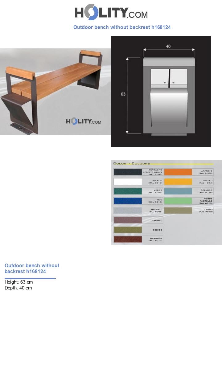 Outdoor bench without backrest h168124