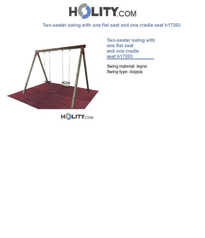 Two-seater swing with one flat seat and one cradle seat h17203
