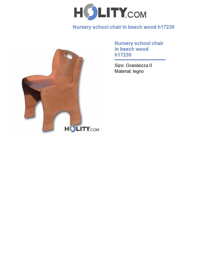 Nursery school chair in beech wood h17230