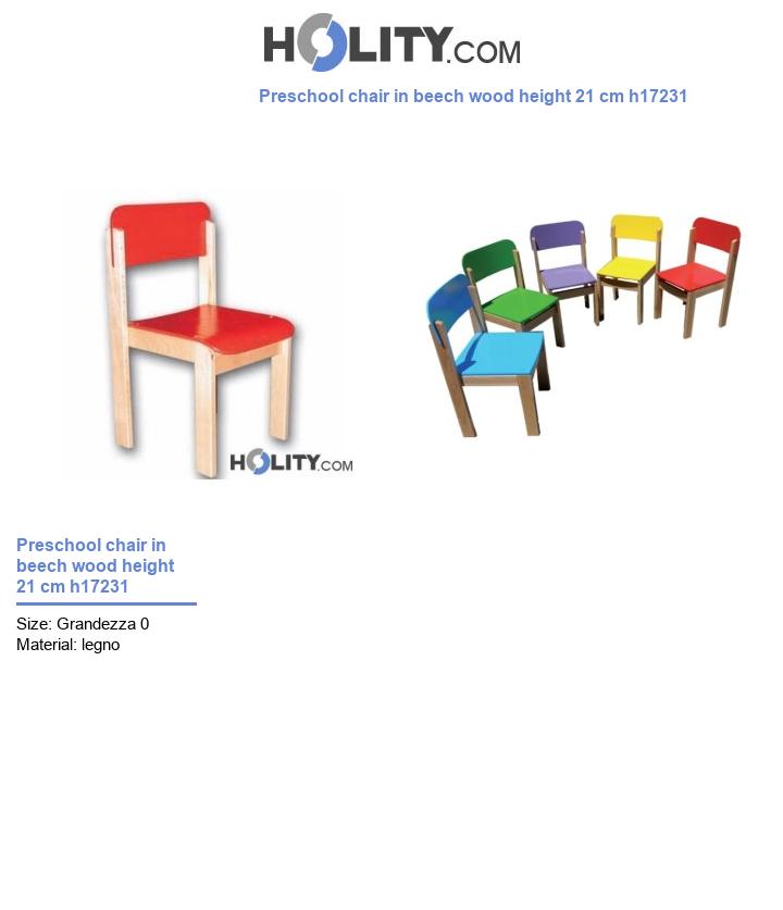Preschool chair in beech wood height 21 cm h17231