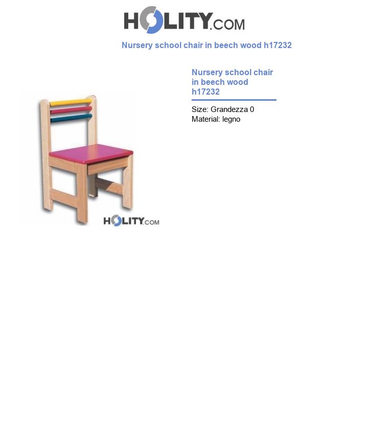 Nursery school chair in beech wood h17232