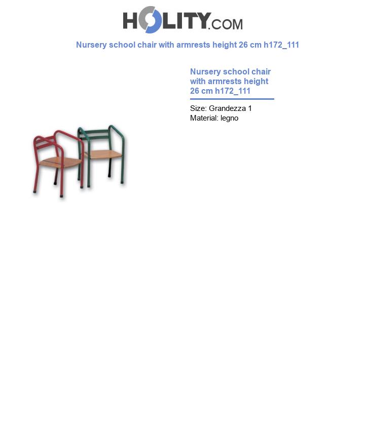 Nursery school chair with armrests height 26 cm h172_111