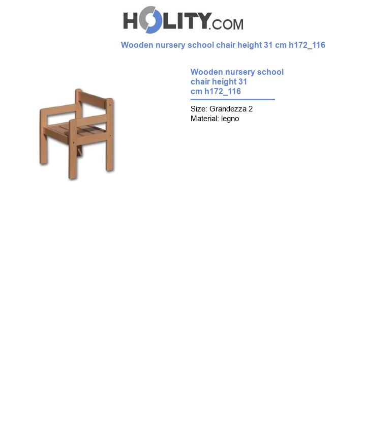 Wooden nursery school chair height 31 cm h172_116