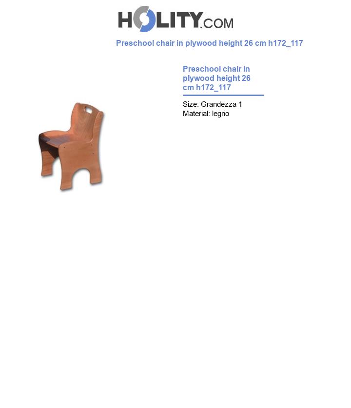 Preschool chair in plywood height 26 cm h172_117