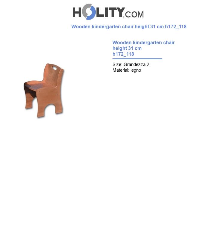 Wooden kindergarten chair height 31 cm h172_118