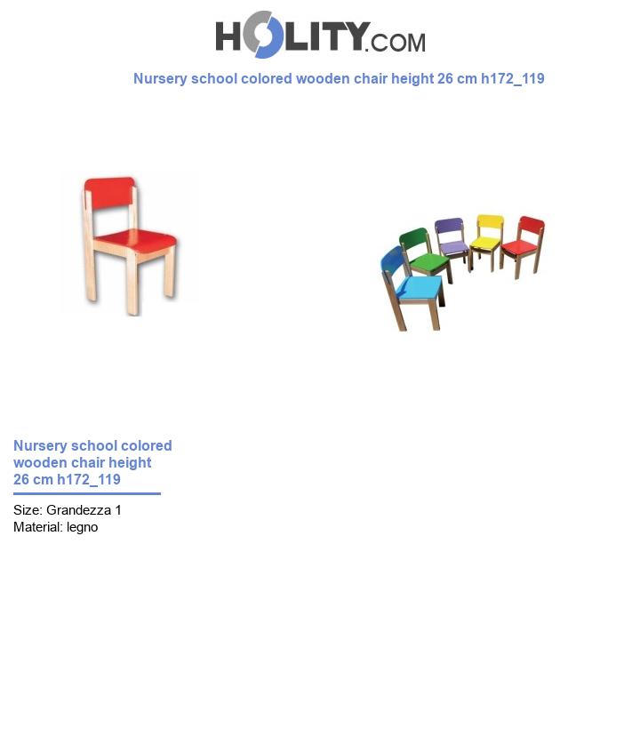 Nursery school colored wooden chair height 26 cm h172_119
