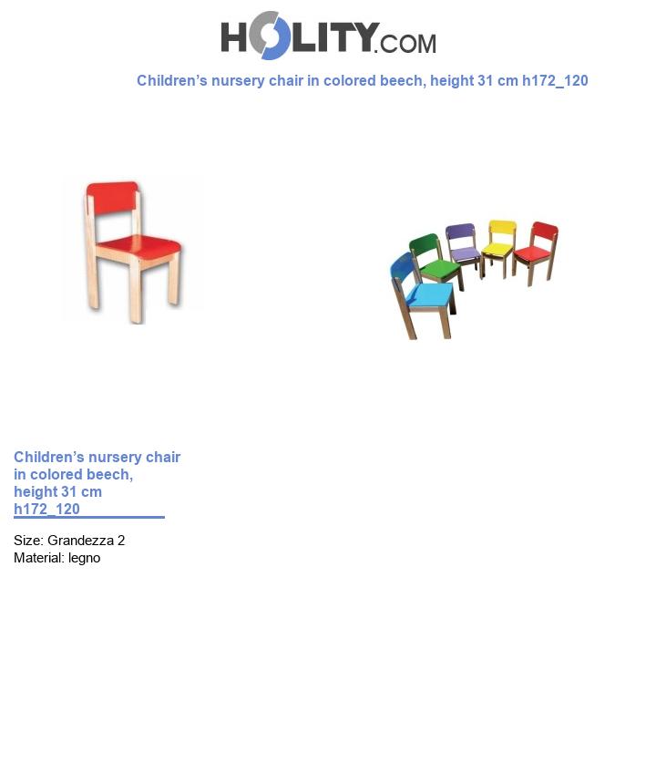 Children’s nursery chair in colored beech, height 31 cm h172_120
