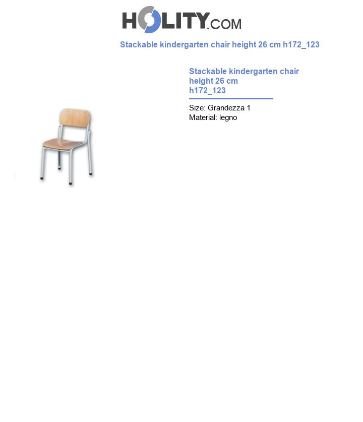 Stackable kindergarten chair height 26 cm h172_123