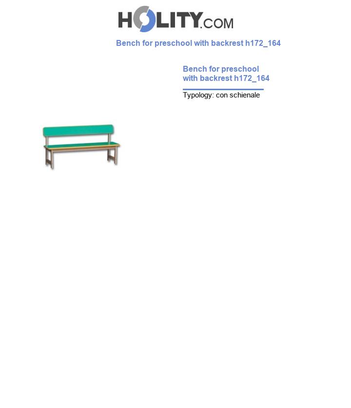 Bench for preschool with backrest h172_164
