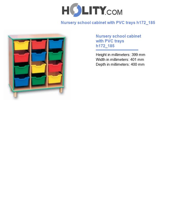 Nursery school cabinet with PVC trays h172_185