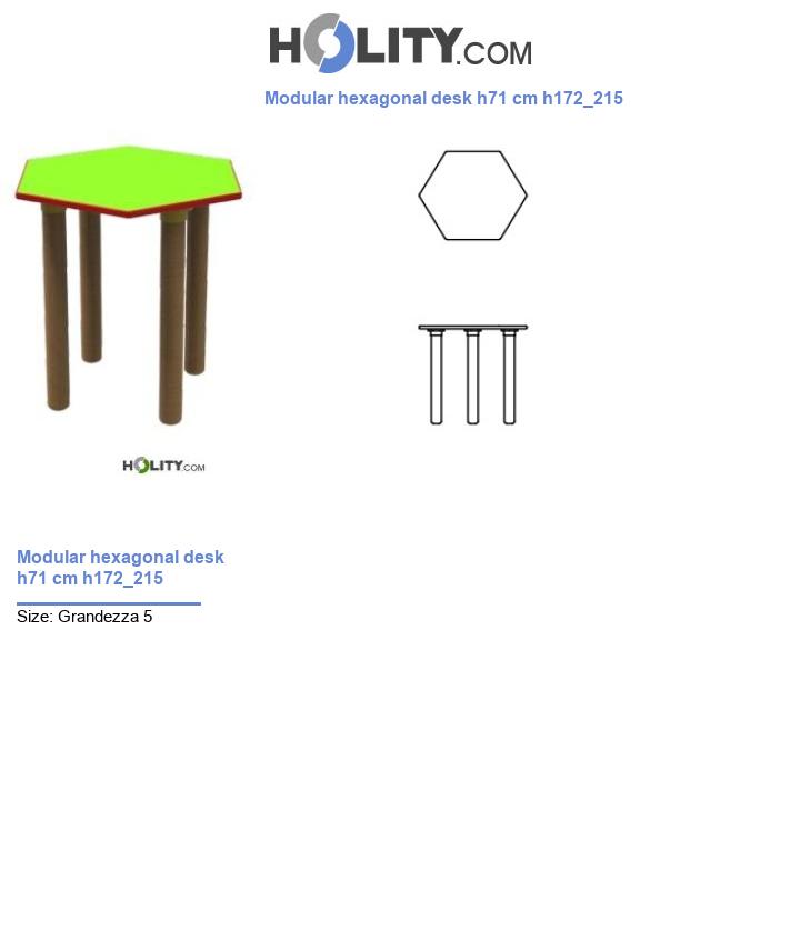 Modular hexagonal desk h71 cm h172_215