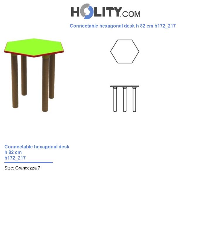 Connectable hexagonal desk h 82 cm h172_217