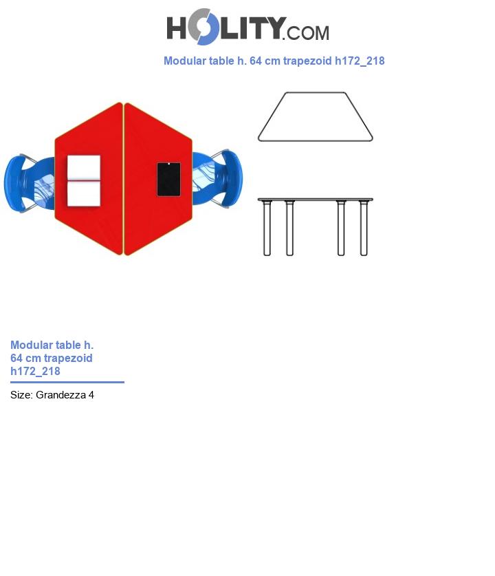 Modular table h. 64 cm trapezoid h172_218