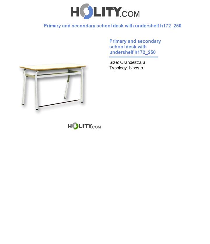 Primary and secondary school desk with undershelf h172_250