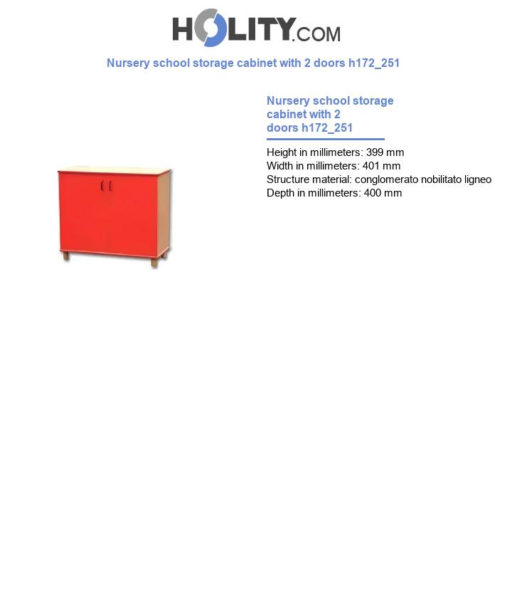 Nursery school storage cabinet with 2 doors h172_251