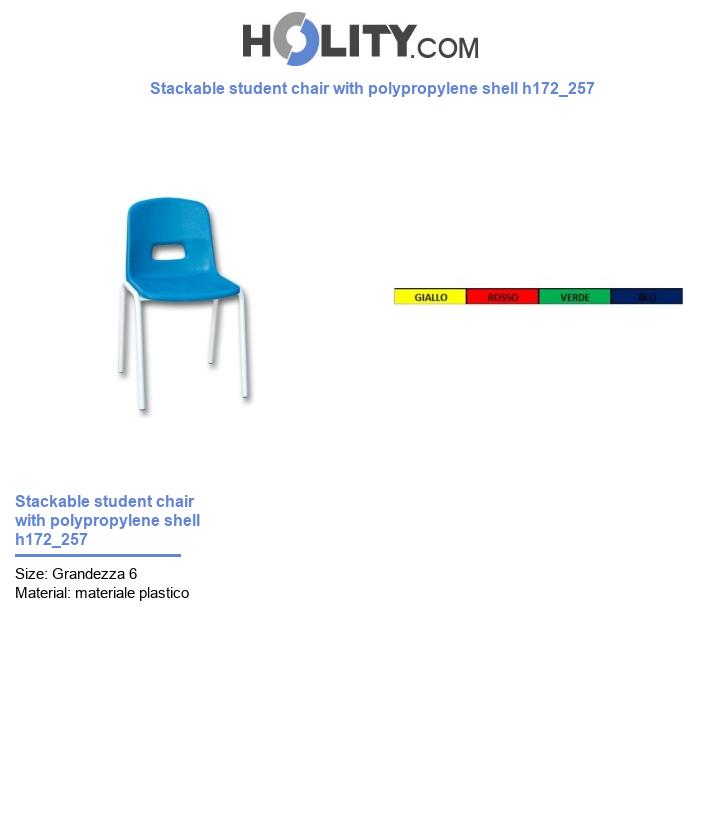 Stackable student chair with polypropylene shell h172_257