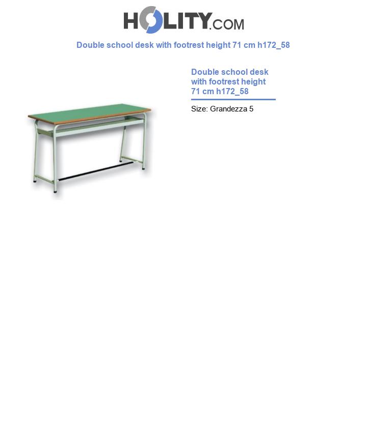 Double school desk with footrest height 71 cm h172_58