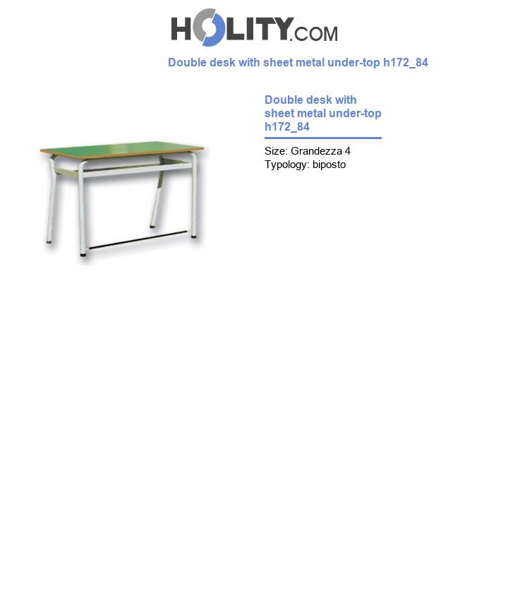 Double desk with sheet metal under-top h172_84