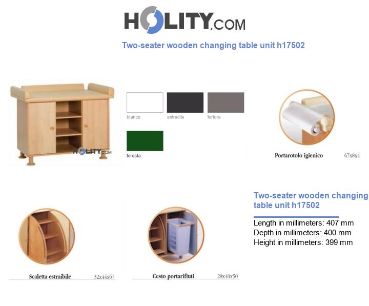 Two-seater wooden changing table unit h17502
