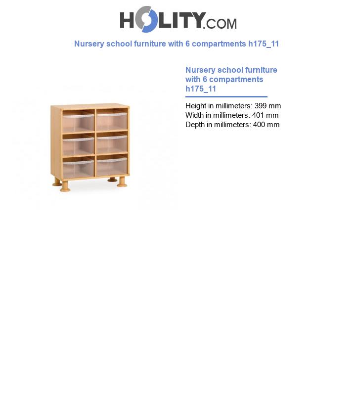 Nursery school furniture with 6 compartments h175_11