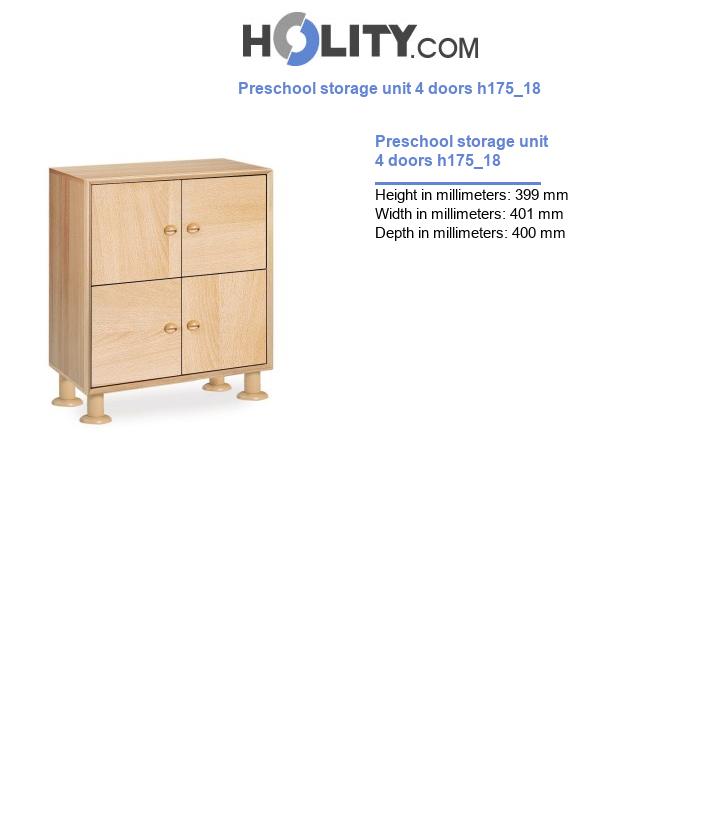 Preschool storage unit 4 doors h175_18