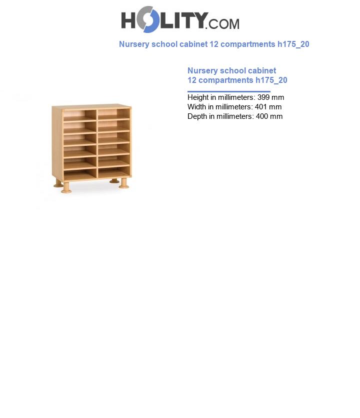 Nursery school cabinet 12 compartments h175_20