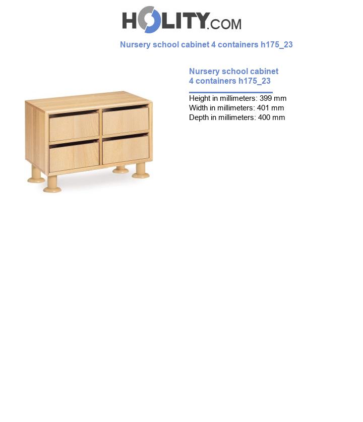 Nursery school cabinet 4 containers h175_23