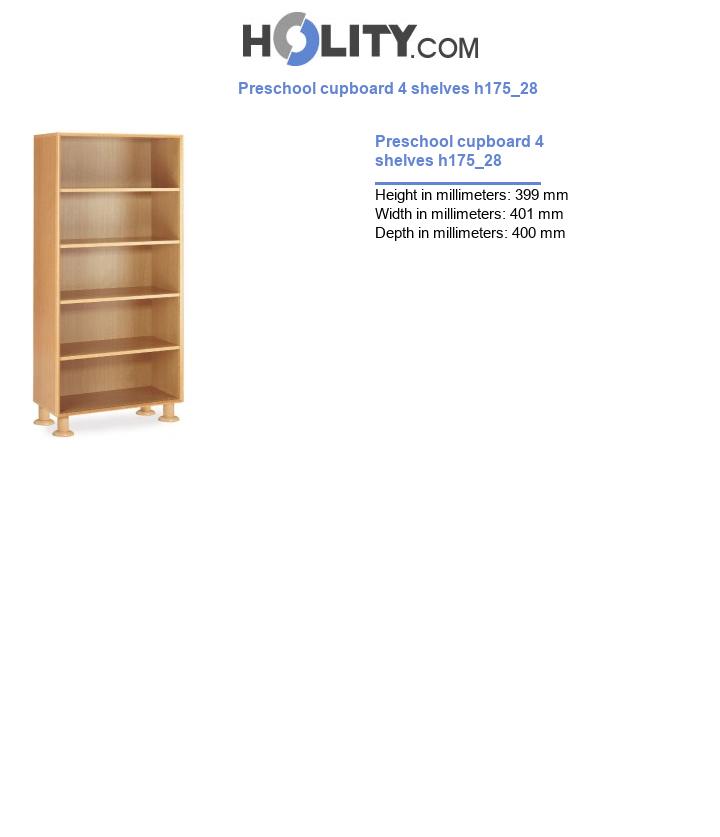 Preschool cupboard 4 shelves h175_28