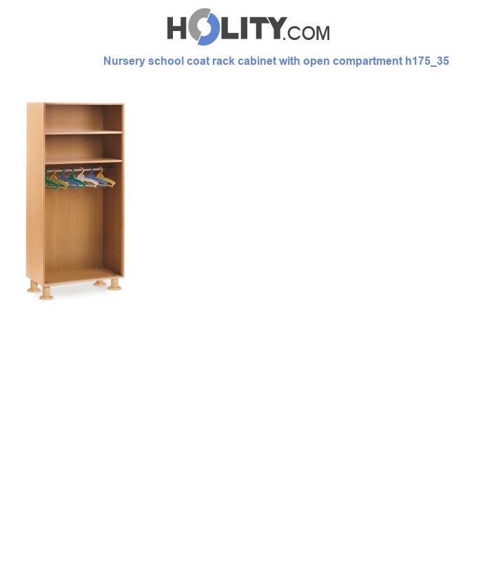 Nursery school coat rack cabinet with open compartment h175_35