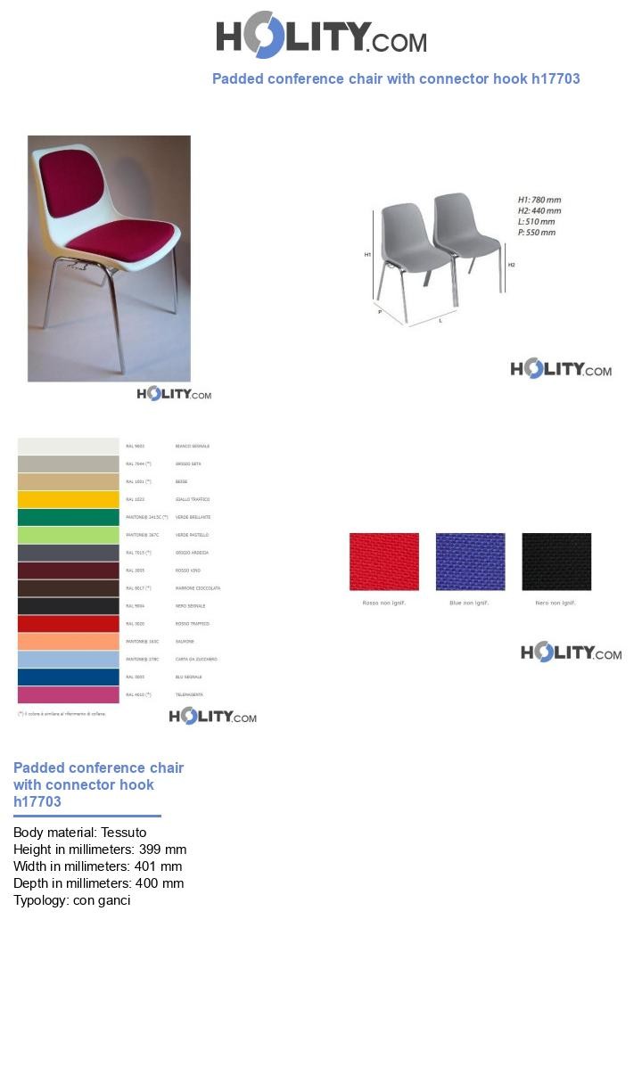 Padded conference chair with connector hook h17703
