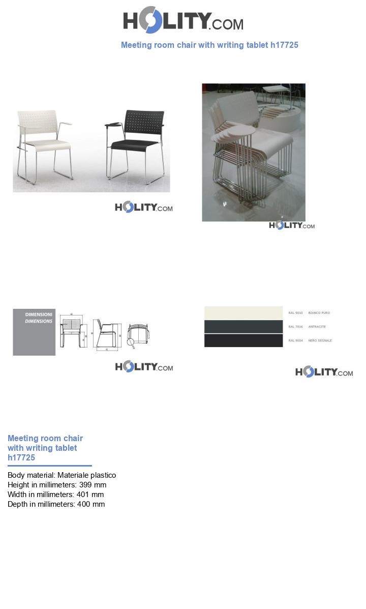 Meeting room chair with writing tablet h17725