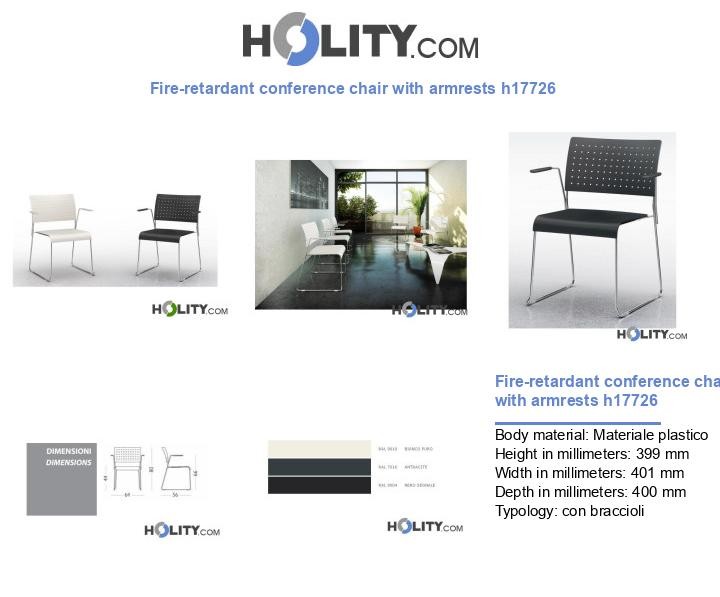 Fire-retardant conference chair with armrests h17726