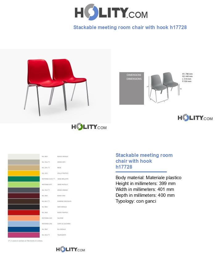 Stackable meeting room chair with hook h17728