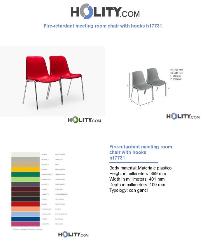 Fire-retardant meeting room chair with hooks h17731