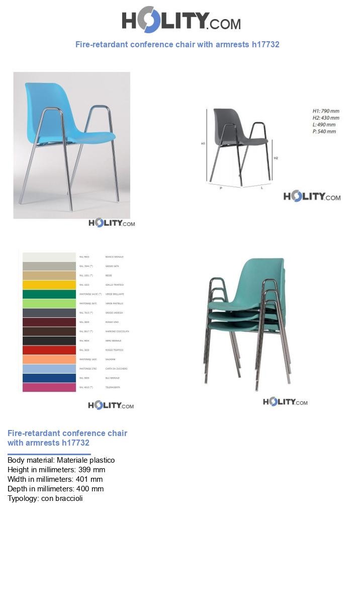 Fire-retardant conference chair with armrests h17732
