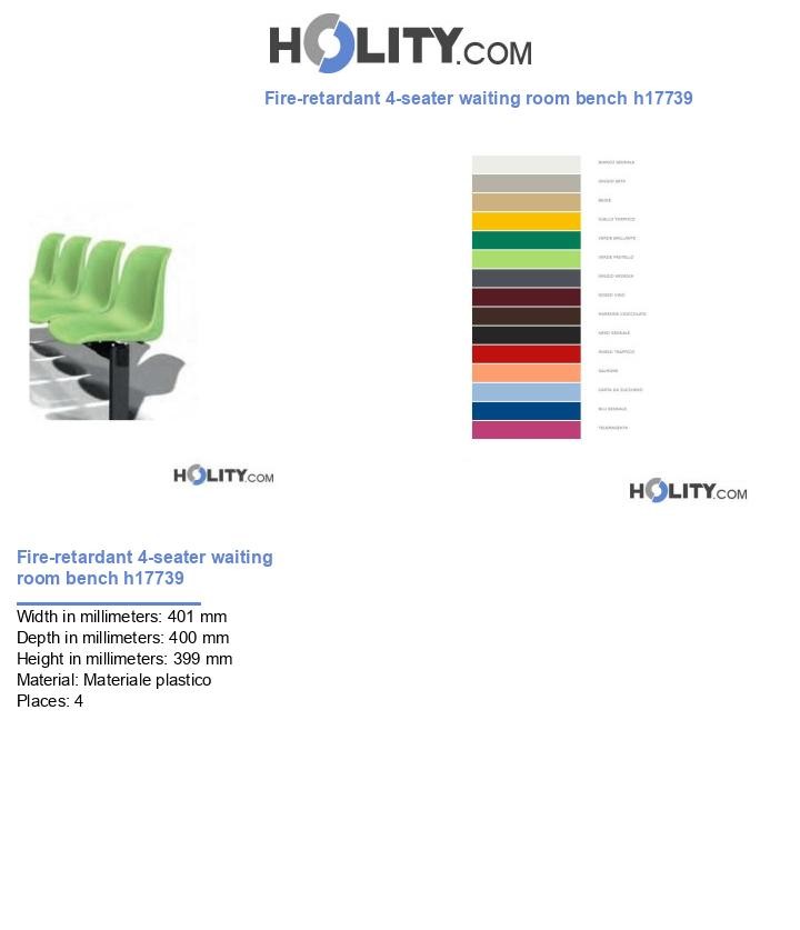 Fire-retardant 4-seater waiting room bench h17739