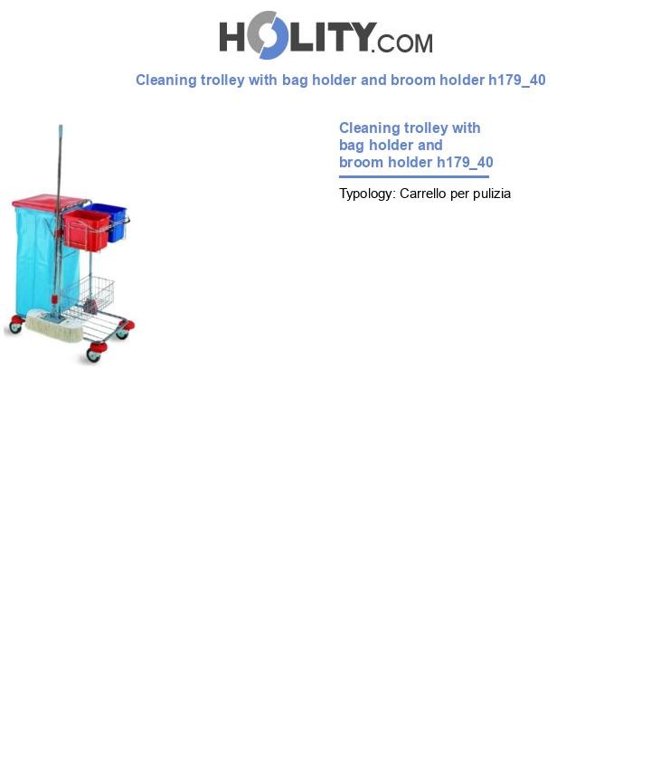 Cleaning trolley with bag holder and broom holder h179_40
