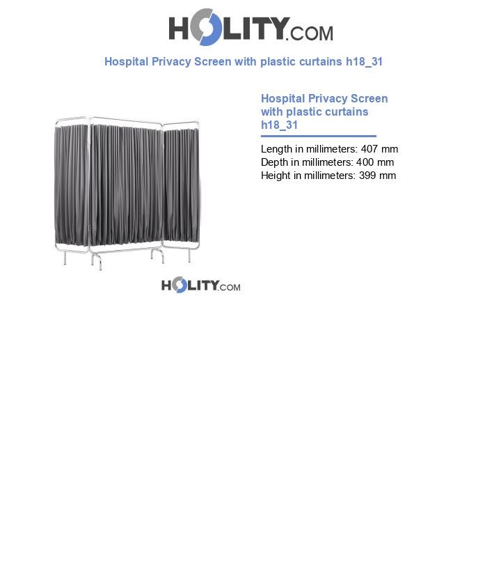 Hospital Privacy Screen with plastic curtains h18_31