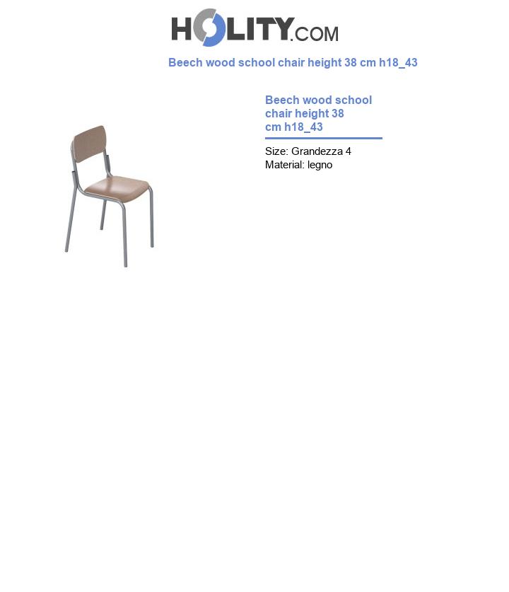 Beech wood school chair height 38 cm h18_43