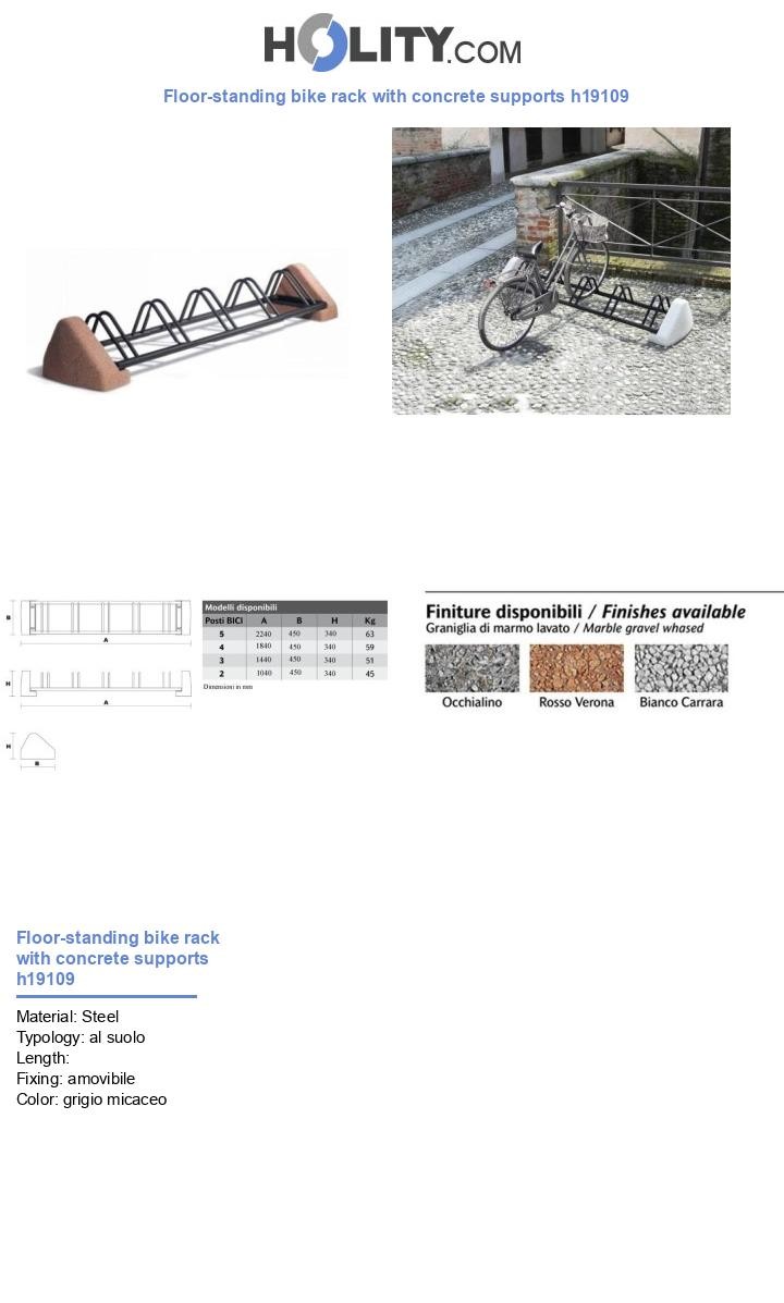 Floor-standing bike rack with concrete supports h19109