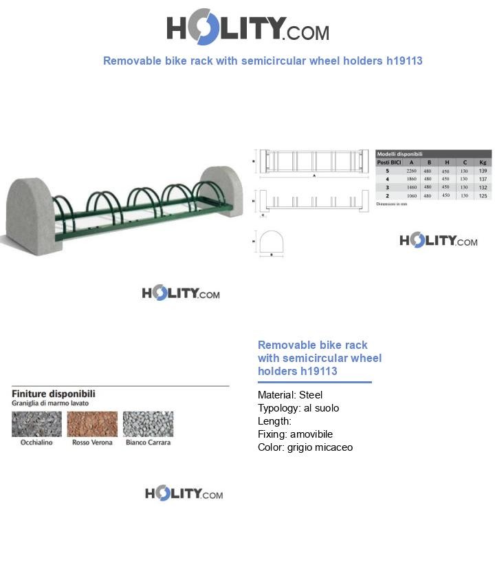 Removable bike rack with semicircular wheel holders h19113