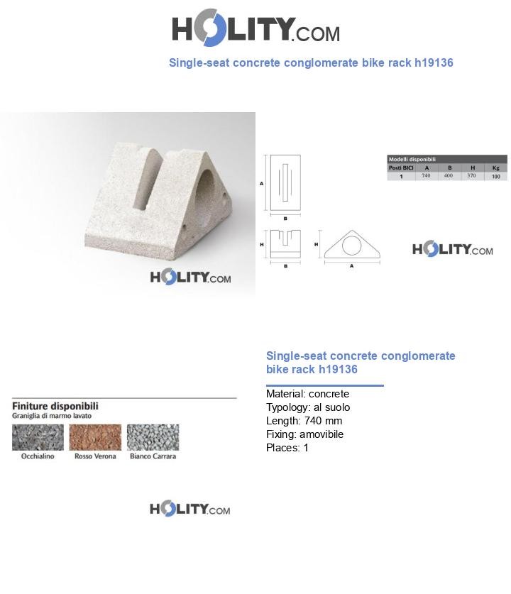 Single-seat concrete conglomerate bike rack h19136