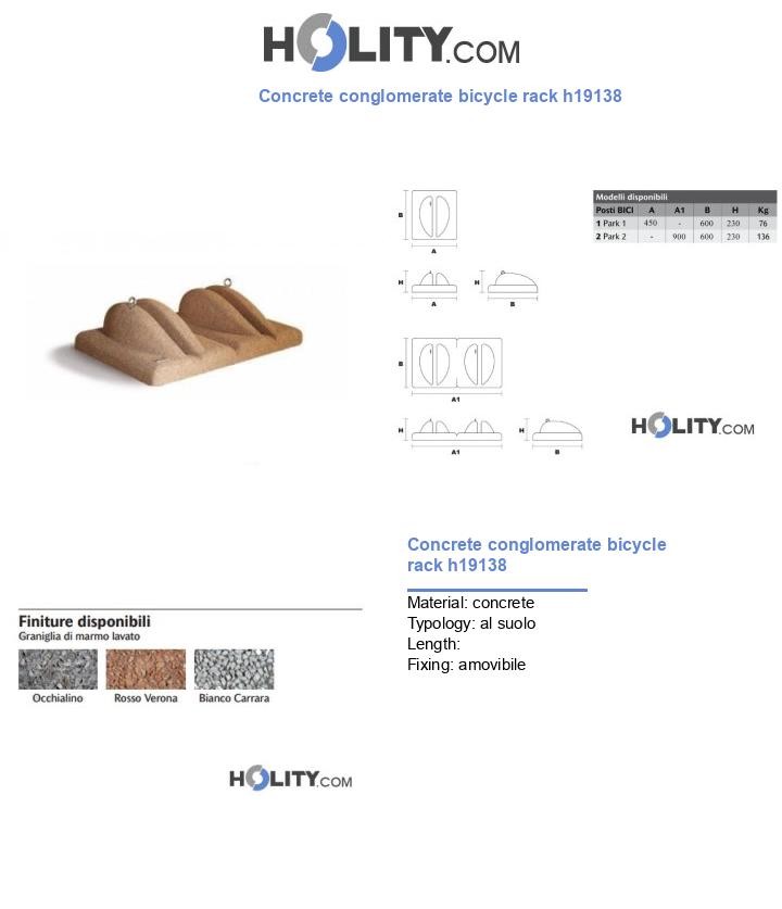 Concrete conglomerate bicycle rack h19138