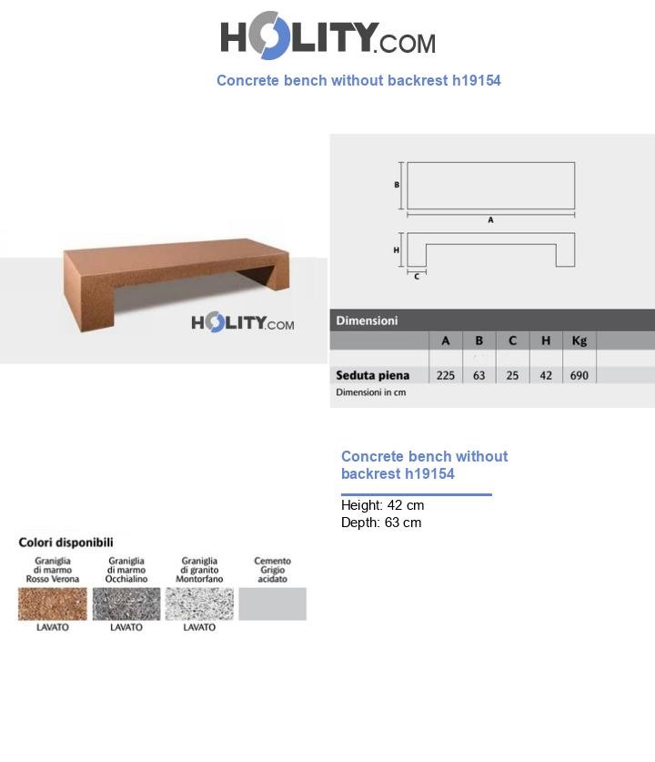 Concrete bench without backrest h19154
