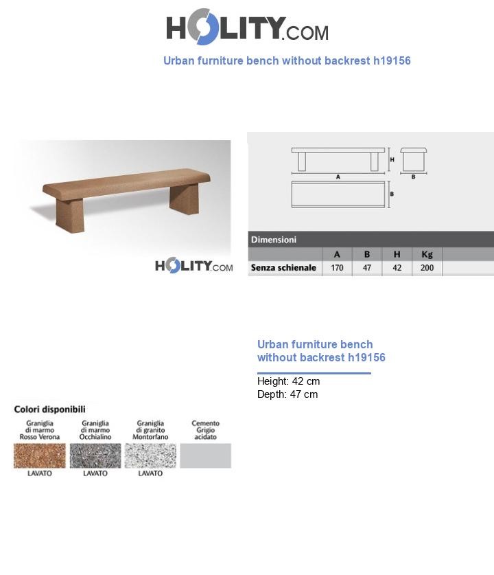 Urban furniture bench without backrest h19156