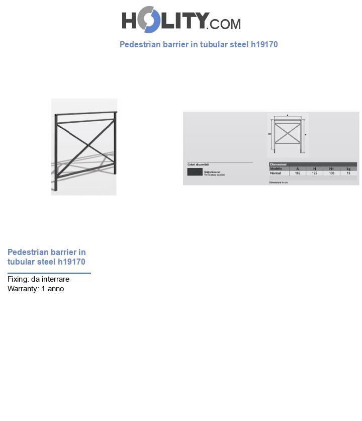 Pedestrian barrier in tubular steel h19170