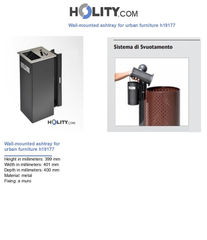 Wall-mounted ashtray for urban furniture h19177