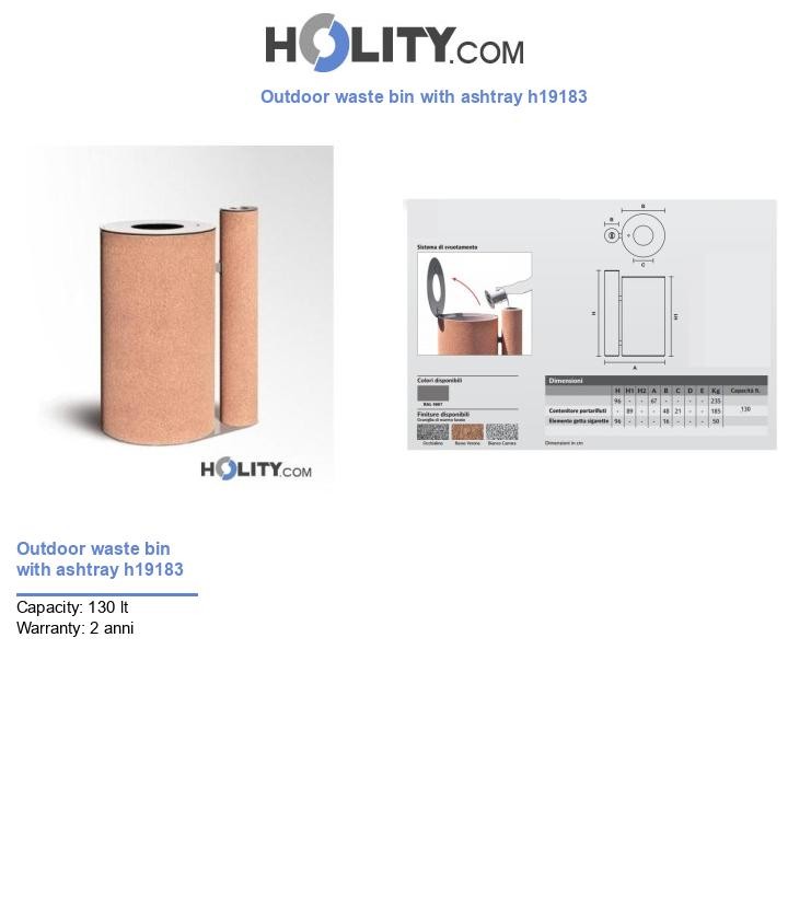 Outdoor waste bin with ashtray h19183