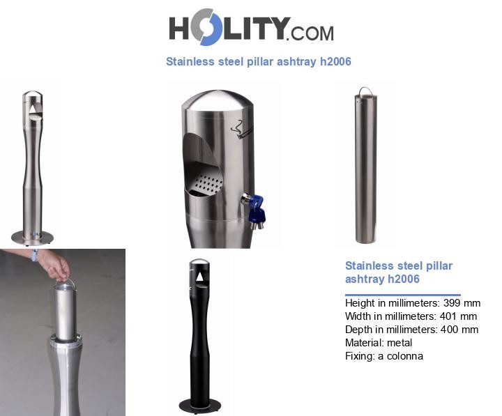 Stainless steel pillar ashtray h2006